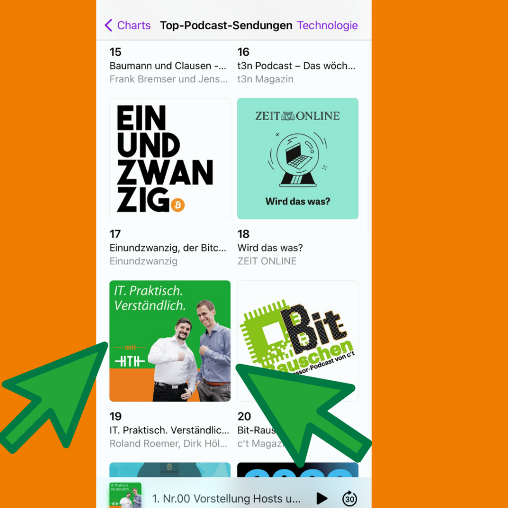 it podcast in den apple podcast charts